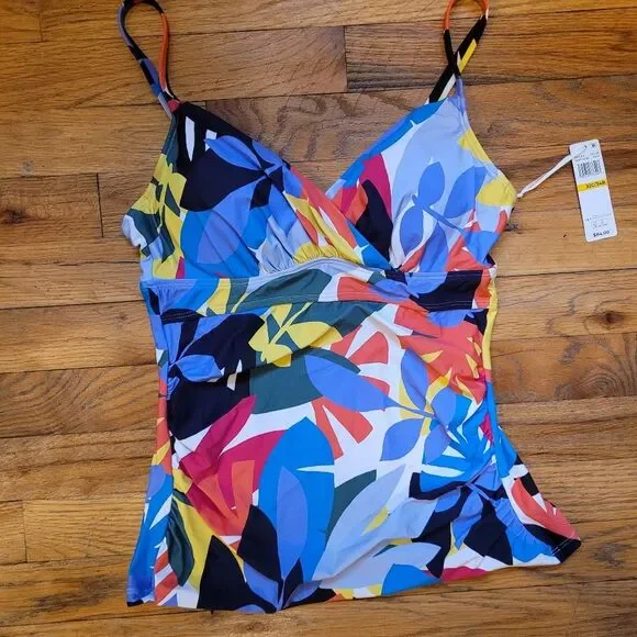 Anne Cole Women's Underwire Tankini Top Coloful Leaf Print Size 32C / 34B - Picture 11 of 12